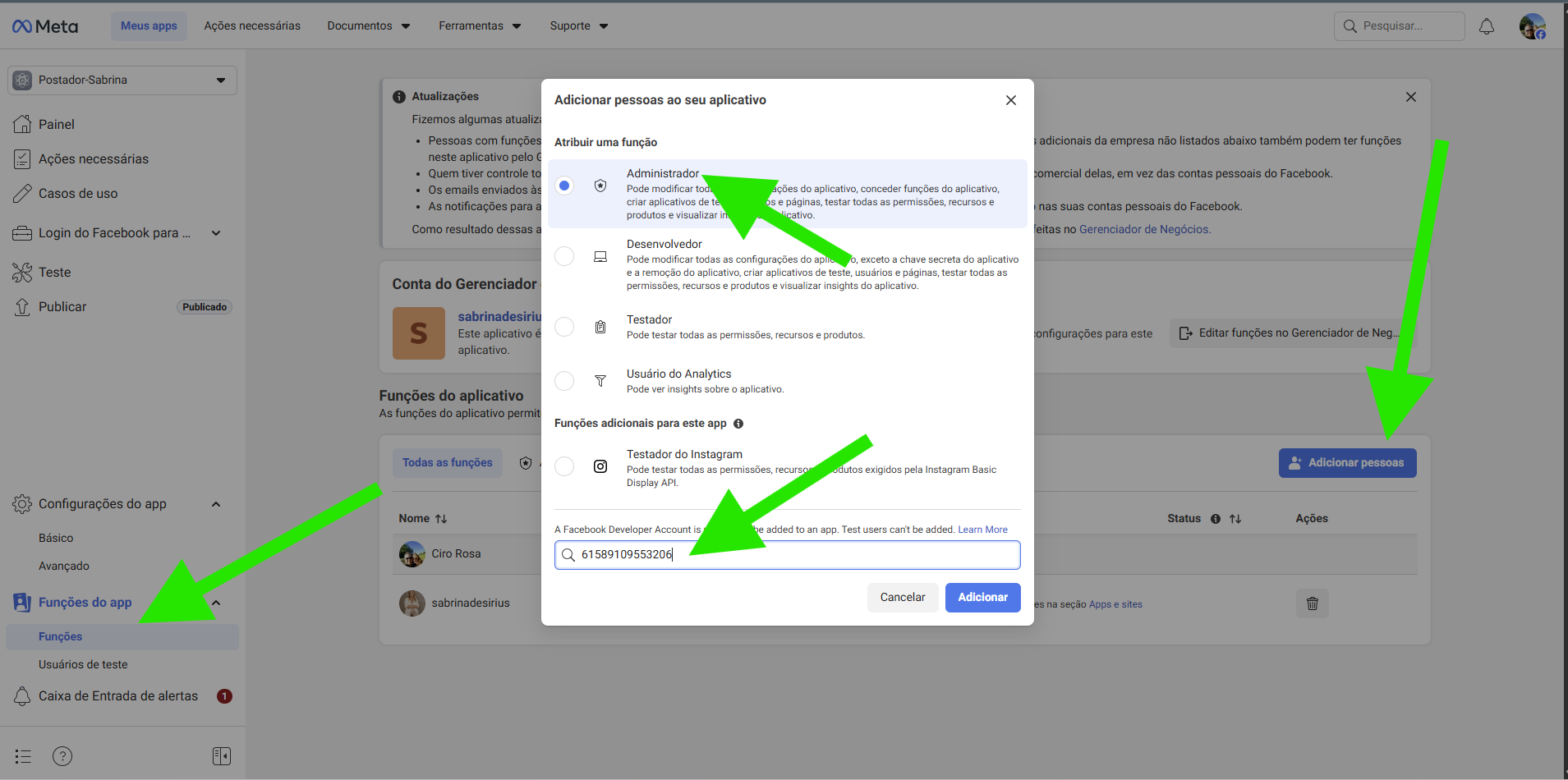 Adicionar System User como Admin